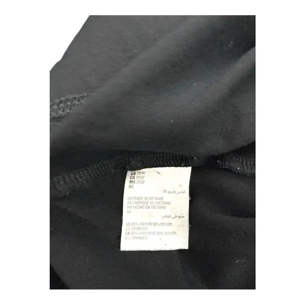 INC International Concepts Skinny Mid Rise Black Ponte Pants - 26W